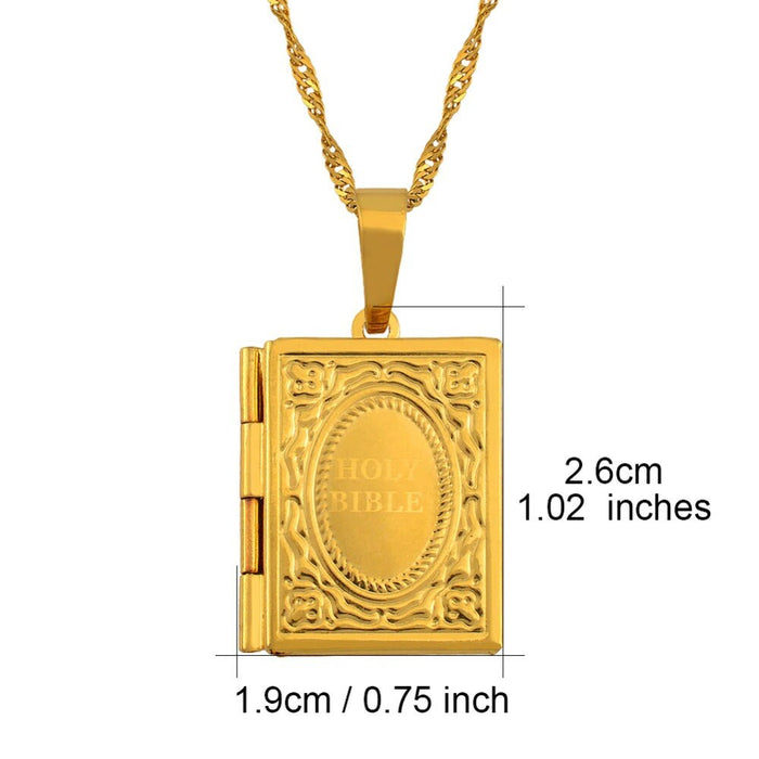 18K Gold Plated Holy Bible Necklace / Gold Plated Religious Necklace / Christian Necklace / Baptism Jewelry / Holy Bible Gift