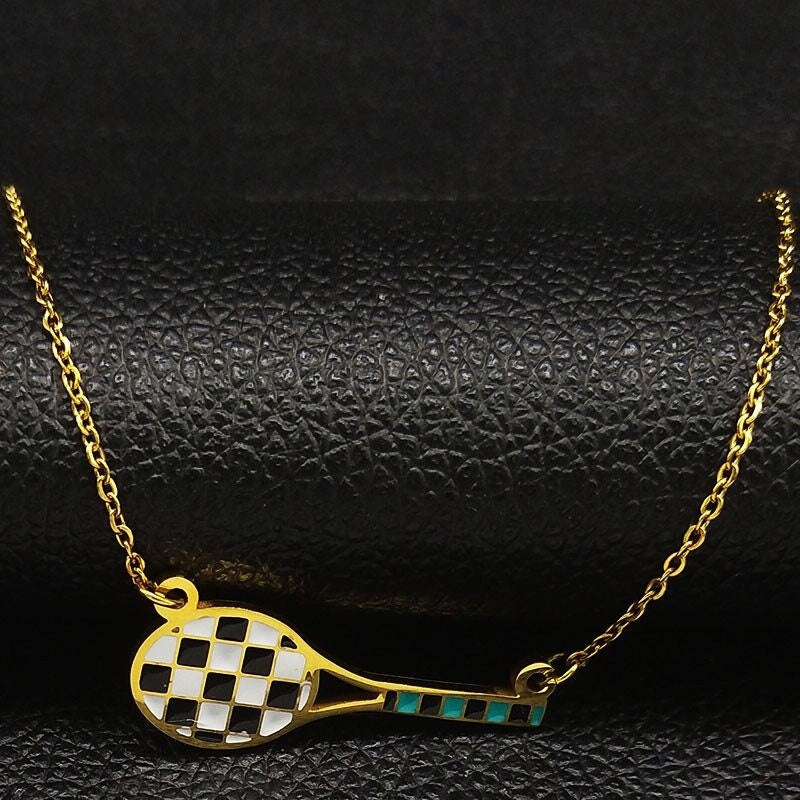 Gold Plated tennis necklace, Tennis gifts for women, Tennis necklace, Tennis chain, Tennis jewelry, Tennis ball, Tennis clothes,