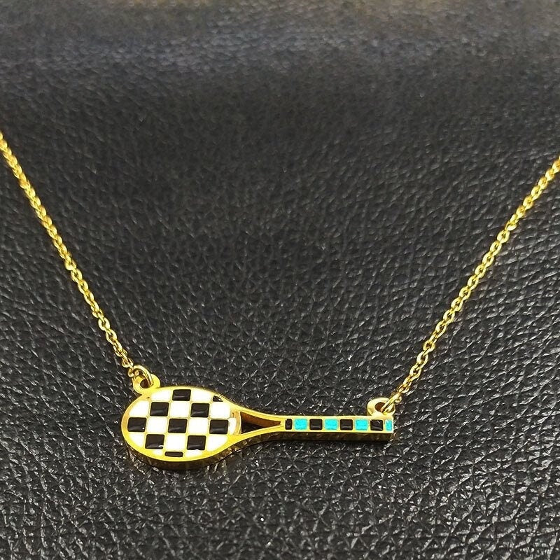 Gold Plated tennis necklace, Tennis gifts for women, Tennis necklace, Tennis chain, Tennis jewelry, Tennis ball, Tennis clothes,