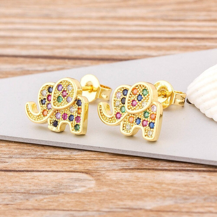 Small Elephant Earrings, Elephant Earrings, Gold plated elephant Earrings, Elephant charms, Elephant gift, Mothers day elephant Earrings