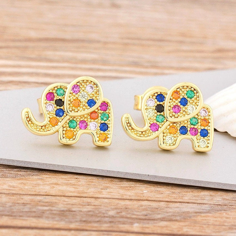 Small Elephant Earrings, Elephant Earrings, Gold plated elephant Earrings, Elephant charms, Elephant gift, Mothers day elephant Earrings