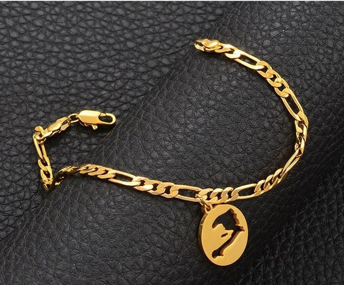 18K Gold Plated Haiti Ankle Bracelet - Neg Mawon Haiti - Haiti anklets - Haiti bracelets - Haiti jewelry - Haiti charm - Haiti Women