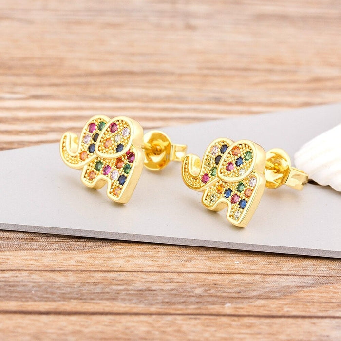 Small Elephant Earrings, Elephant Earrings, Gold plated elephant Earrings, Elephant charms, Elephant gift, Mothers day elephant Earrings