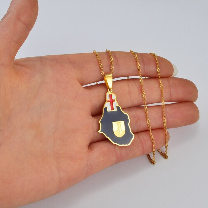 18K Gold Plated Montserrat Map Necklace, Montserrat necklace, Montserrat flag, Montserrat Pendant, Montserrat Gifts, Montserrat earrings