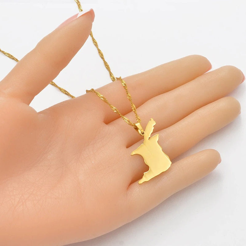 18K Gold Plated Trinidad Necklace, Trinidad and Tobago jewelry, Trinidad bracelet, Trinidad pendant, Trinidad necklace, Trinidad earrings