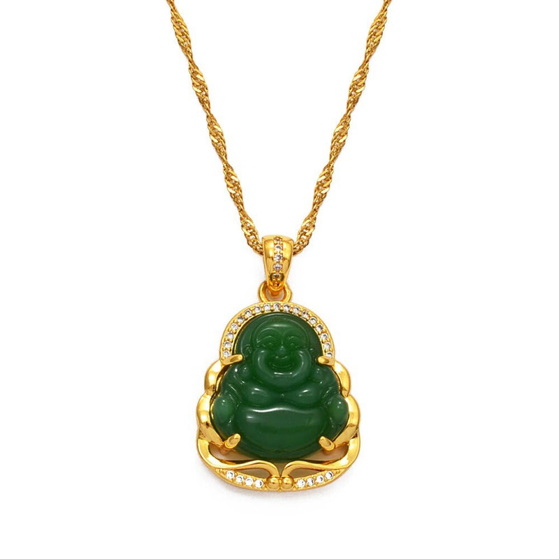 18K Gold Plated Buddha Charm Necklace / Clear Buddha Pendant / Buddhist Necklace / Buddha Jewelry / Guanyin Necklace / Buddha Amulet