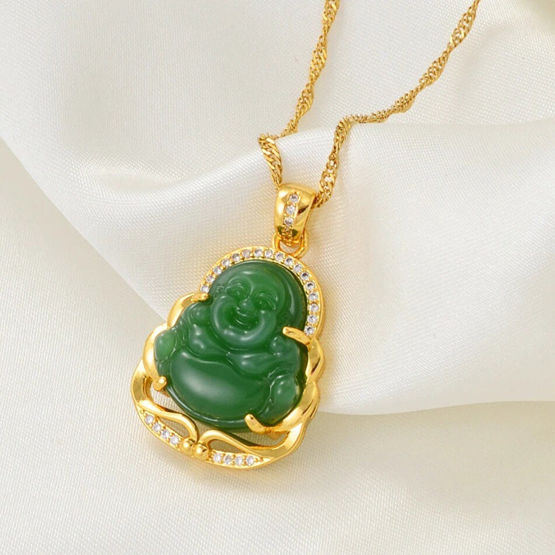 18K Gold Plated Buddha Charm Necklace / Clear Buddha Pendant / Buddhist Necklace / Buddha Jewelry / Guanyin Necklace / Buddha Amulet