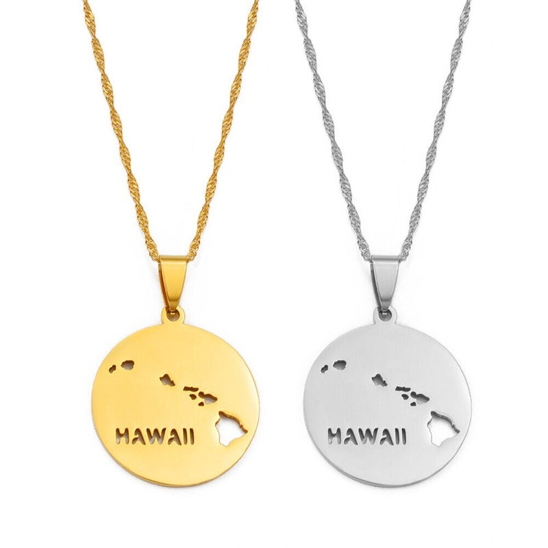 18K Gold Plated Hawaii Necklace, Hawaii island, Hawaii necklace, Hawaii earrings, Hawaii jewelry