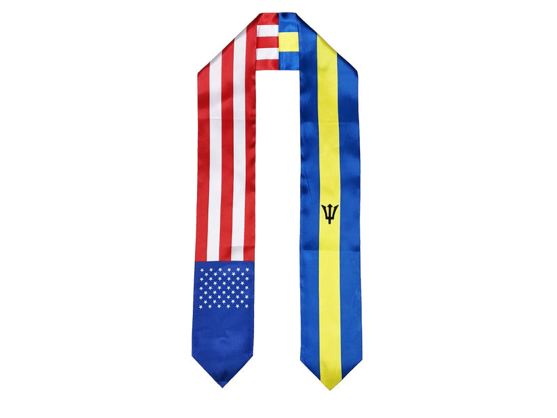Barbadian American Graduation Stole, Barbados America Graduation Sash, Barbadian Flag Graduation Stole, Bajan American Graduation Stole
