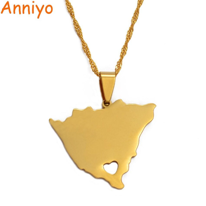 Nicaragua 18K Gold Plated Necklace / Nicaragua Flag Color Necklace / Nicaragua map / Nicaragua Jewelry / Nicaragua Pendant / Nicaragua Gift