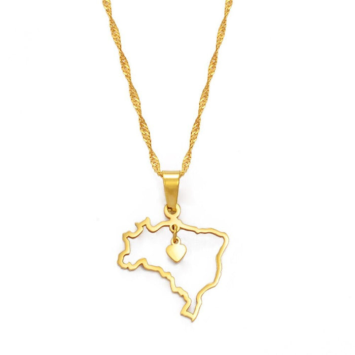 18K Gold Plated Brazil Necklace, Brazil jewelry, Brazil necklace, Brazil jewelry, Brazil earrings, Brazil gift, Brazil