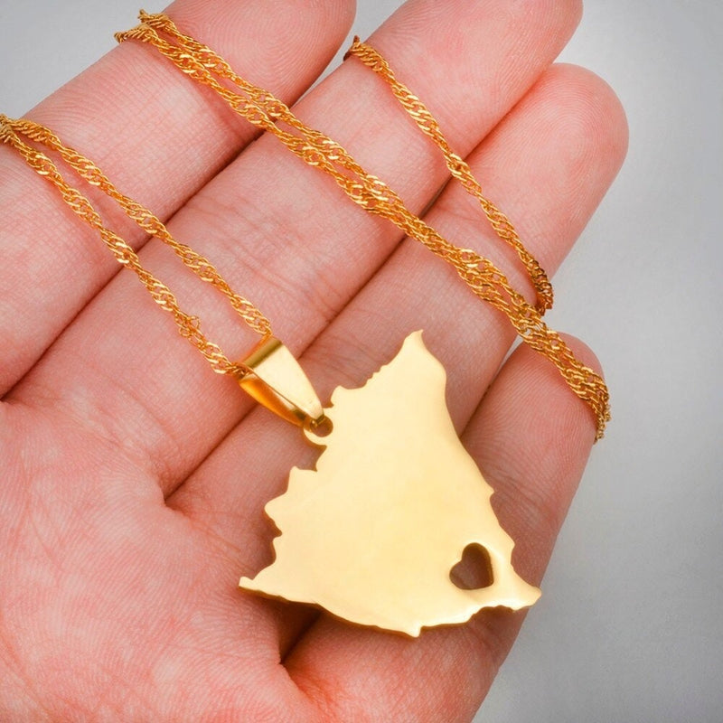 Nicaragua 18K Gold Plated Necklace / Nicaragua Flag Color Necklace / Nicaragua map / Nicaragua Jewelry / Nicaragua Pendant / Nicaragua Gift