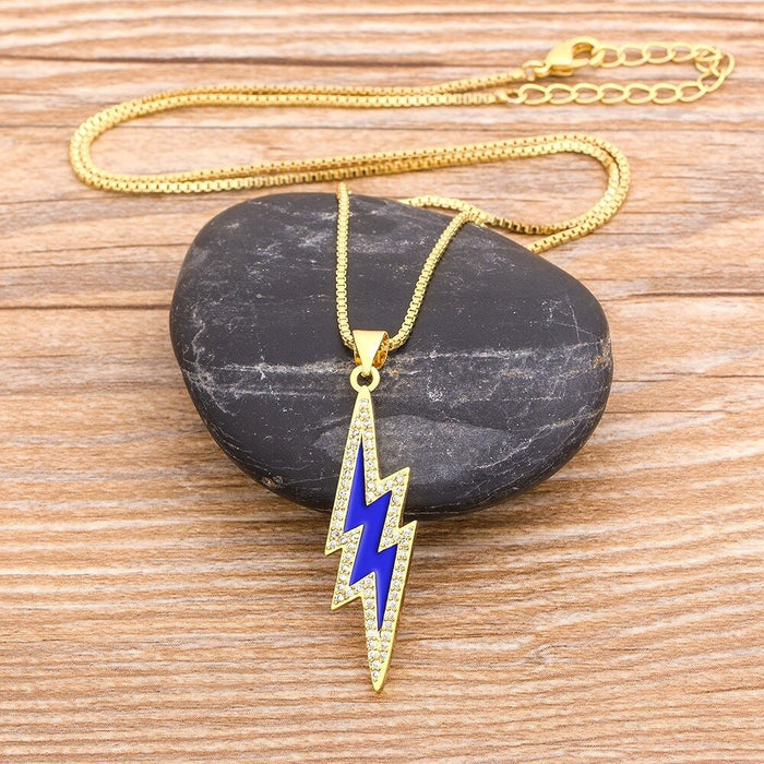 Lightning bolt necklace, lightning bolt necklace for men/women, lightning necklace, gold plated lightning Necklace