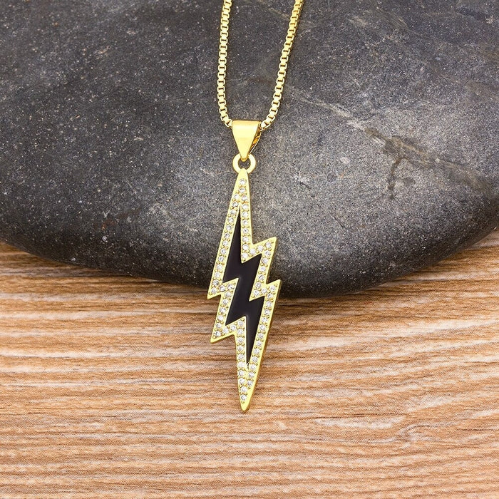 Lightning bolt necklace, lightning bolt necklace for men/women, lightning necklace, gold plated lightning Necklace