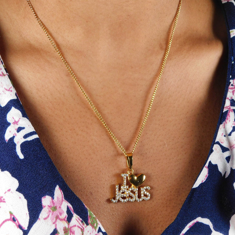 18K Gold Plated I Love Jesus Necklace / Christian Necklace / Jesus Necklace / Christian Jewelry / Christian Gift