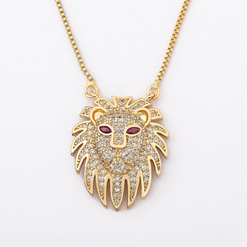 Gold Plated Lion minimalist necklace, Lion gifts Jewelry, Mothers day lion necklace, lion head pendant, lion necklace women men