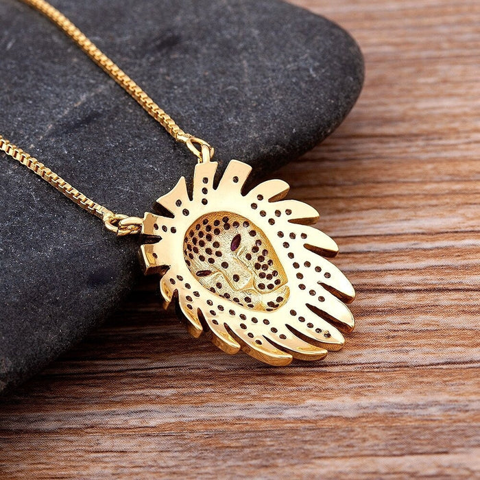 Gold Plated Lion minimalist necklace, Lion gifts Jewelry, Mothers day lion necklace, lion head pendant, lion necklace women men