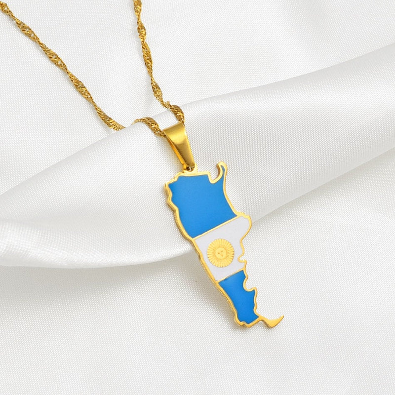 18K Gold Plated Argentina Necklace, Argentina t-shirt, Argentina keychain, Argentina map, Argentina flag, Argentina poster, Argentina gifts - 1stCulture