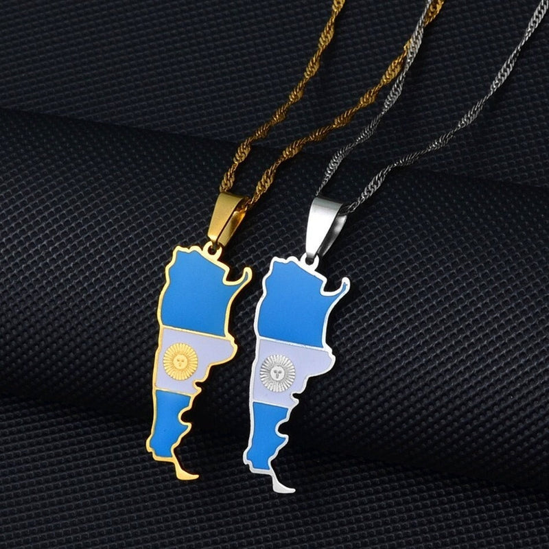 18K Gold Plated Argentina Necklace, Argentina t-shirt, Argentina keychain, Argentina map, Argentina flag, Argentina poster, Argentina gifts - 1stCulture