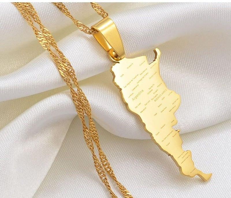 18K Gold Plated Argentina Necklace, argentina art, argentina gifts, necklace from argentina - 1stCulture