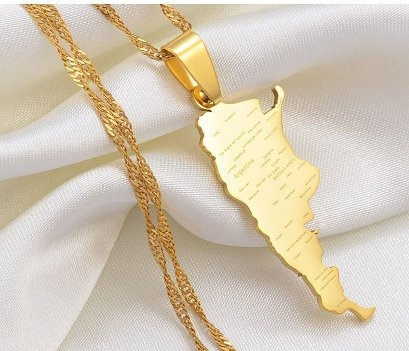 18K Gold Plated Argentina Necklace, argentina art, argentina gifts, necklace from argentina
