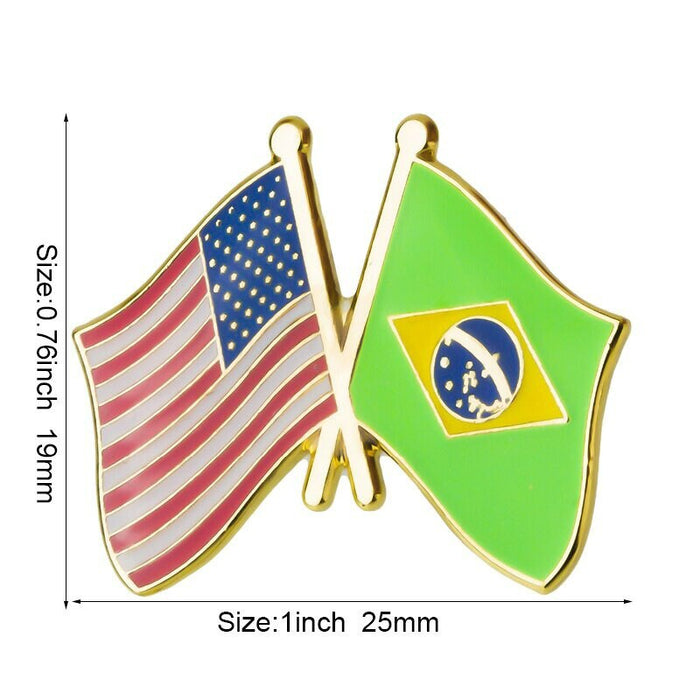 U.S.A Brazil Flag Lapel Pin / U.S Brazil Flag Lapel clothes / Country flag Badge / American flag Brooch / United Sates enamel pin