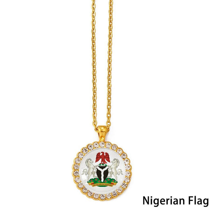 18K Gold Plated Africa Nigeria necklace, Nigerian flag, Nigeria necklace men women, Nigerian pendant, Nigeria jewelry, Nigerian bracelet