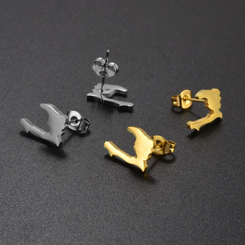 18K Gold Plated Haiti Emblem Earrings - Haiti Earrings - Haiti pendant - Haiti jewelry - Haiti charm