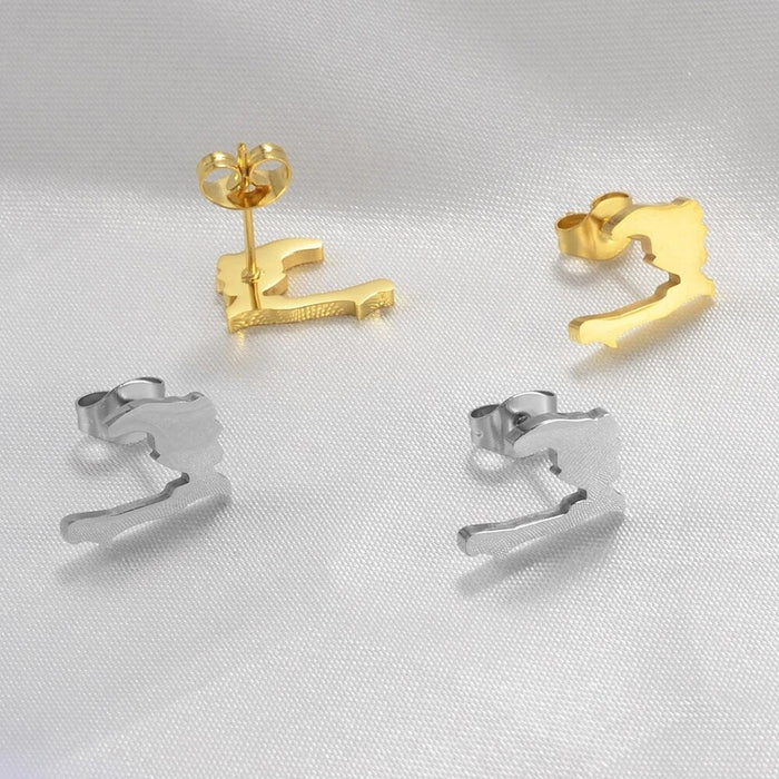 18K Gold Plated Haiti Emblem Earrings - Haiti Earrings - Haiti pendant - Haiti jewelry - Haiti charm