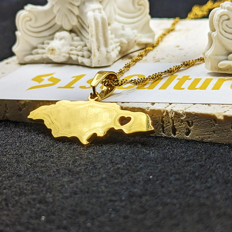 18k Gold Plated Jamaica Map Necklace