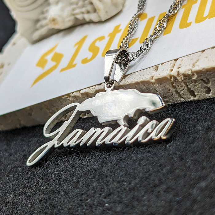 18k Gold Plated Jamaica Map Necklace - Jamaica Rhinestone Necklace - Jamaica Gold Necklace - Jamaica Jewelry - Jamaica Earrings