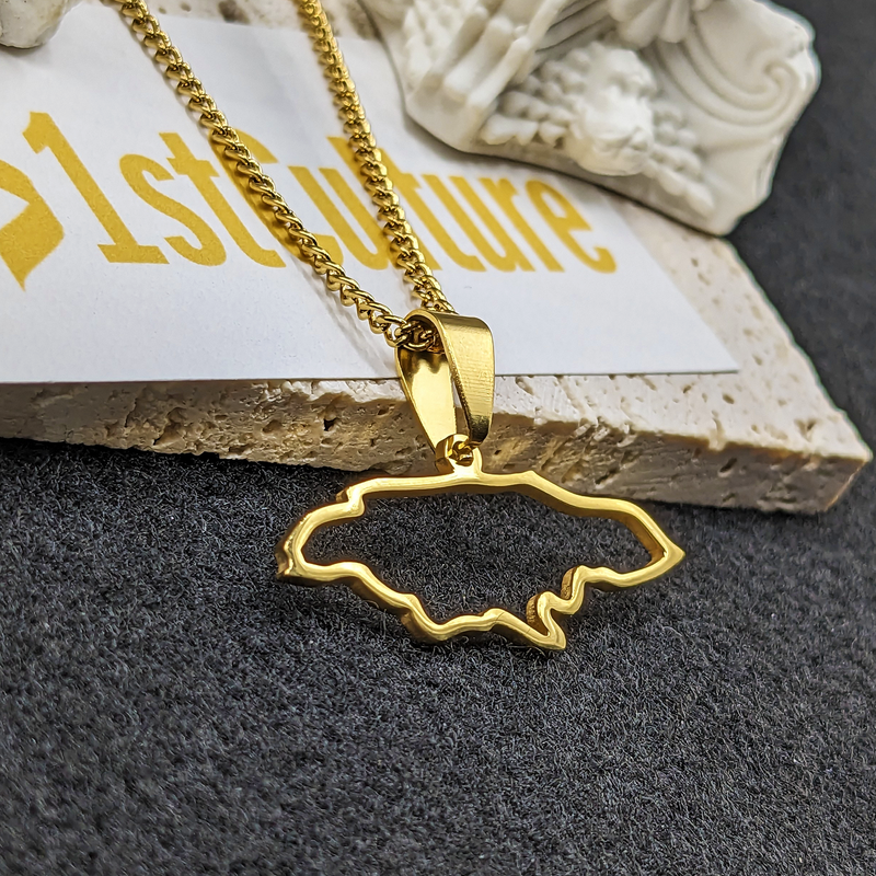 18k Gold Plated Jamaica Map Necklace