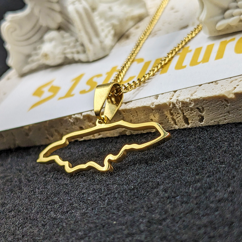 18k Gold Plated Jamaica Map Necklace