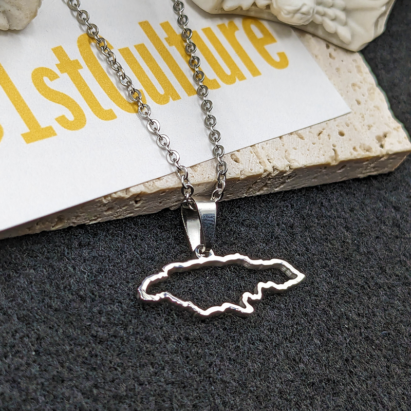 18k Gold Plated Jamaica Map Necklace