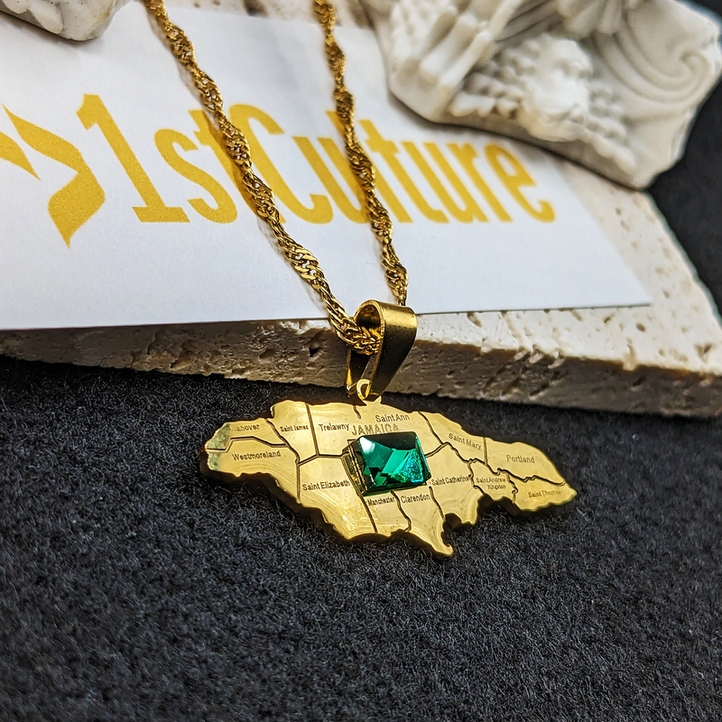 18k Gold Plated Jamaica Map Necklace