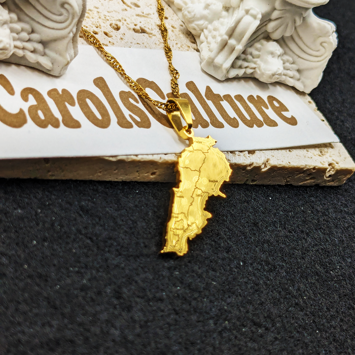 18k Gold Plated Lebanon Necklace / Lebanon Jewelry / Lebanon Necklace / Lebanon Map Lebanon Gift