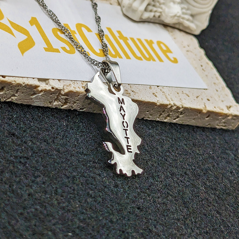 18k Gold Plated Mayotte Map Necklace