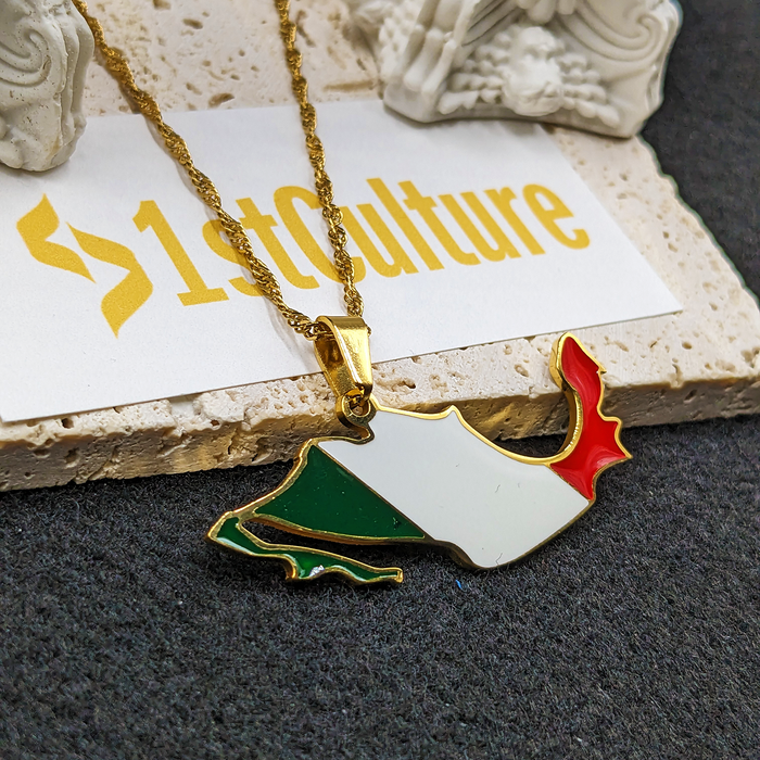 Mexico 18K Gold Plated Necklace With Flag Color / Mexico Map / Mexico Flag / Mexico Jewelry / Mexico Pendant / Mexico Gift