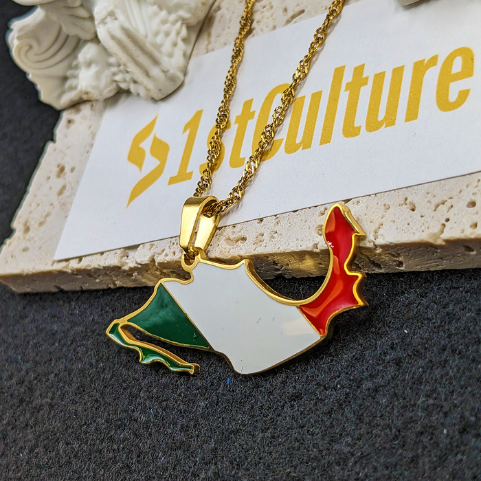 Mexico 18K Gold Plated Necklace With Flag Color / Mexico Map / Mexico Flag / Mexico Jewelry / Mexico Pendant / Mexico Gift