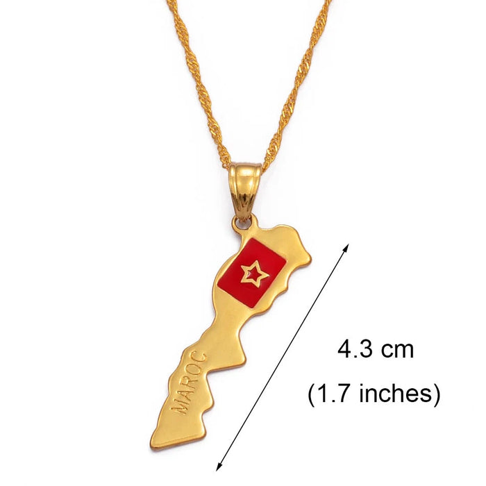 18k Gold Plated Morocco Necklace - Morocco Map - Morocco Jewelry - Morocco Shirt - Morocco Earrings - Morocco Ring - Morocco Souvenir