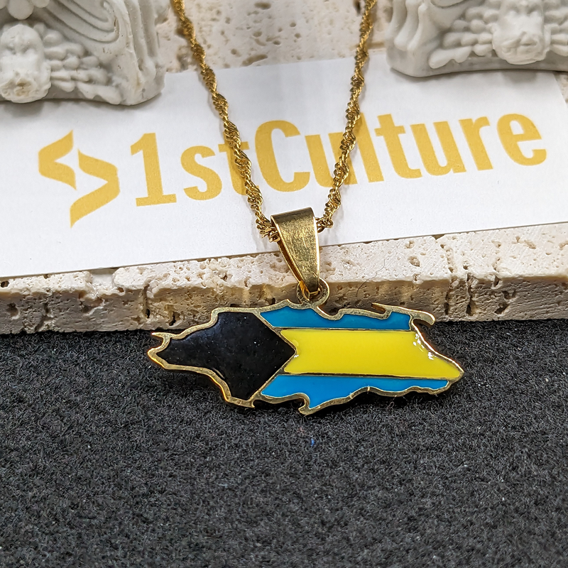 18K Gold Plated Nassau Bahamas Map Necklace