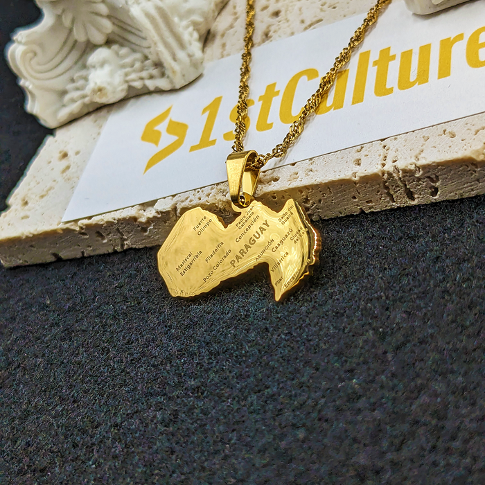 18K Gold Plated Paraguay Necklace, Paraguay Poster, Paraguay Necklace, Paraguay Key Necklace