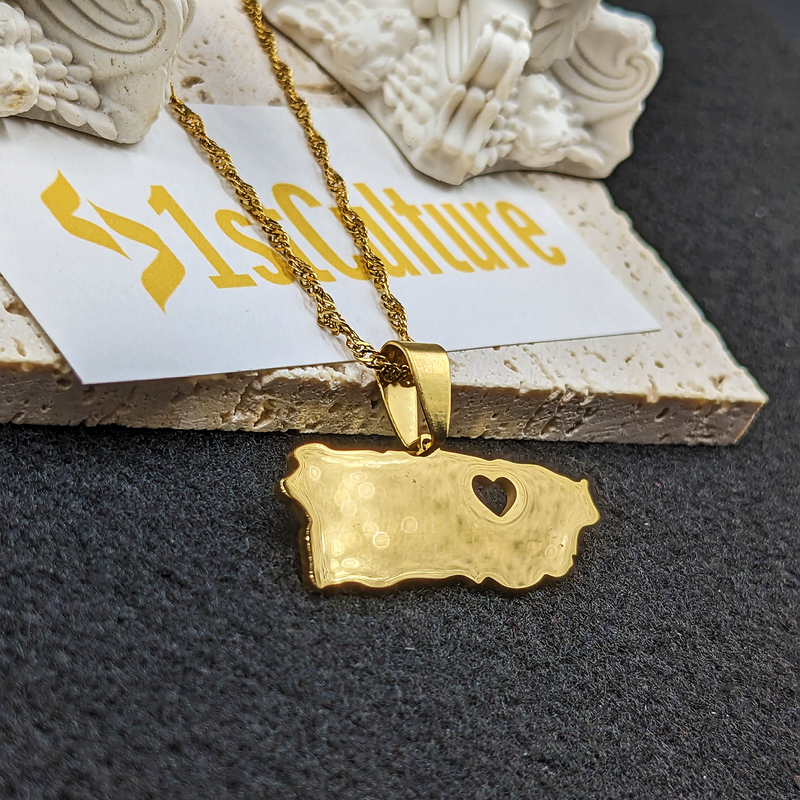 18k Gold plated Puerto Rico Flag Necklace