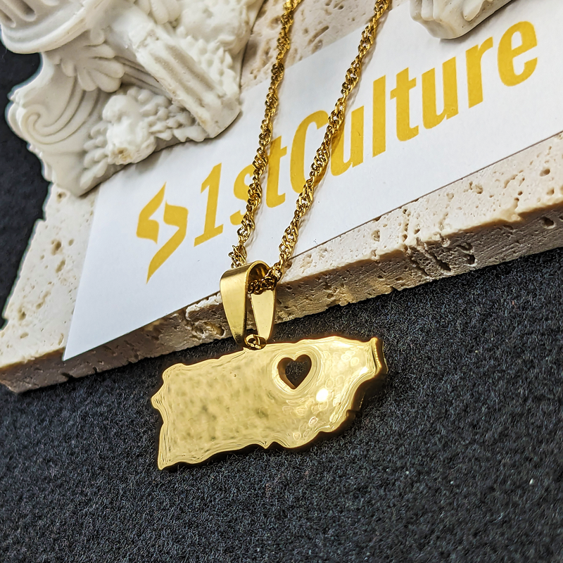 18k Gold plated Puerto Rico Flag Necklace