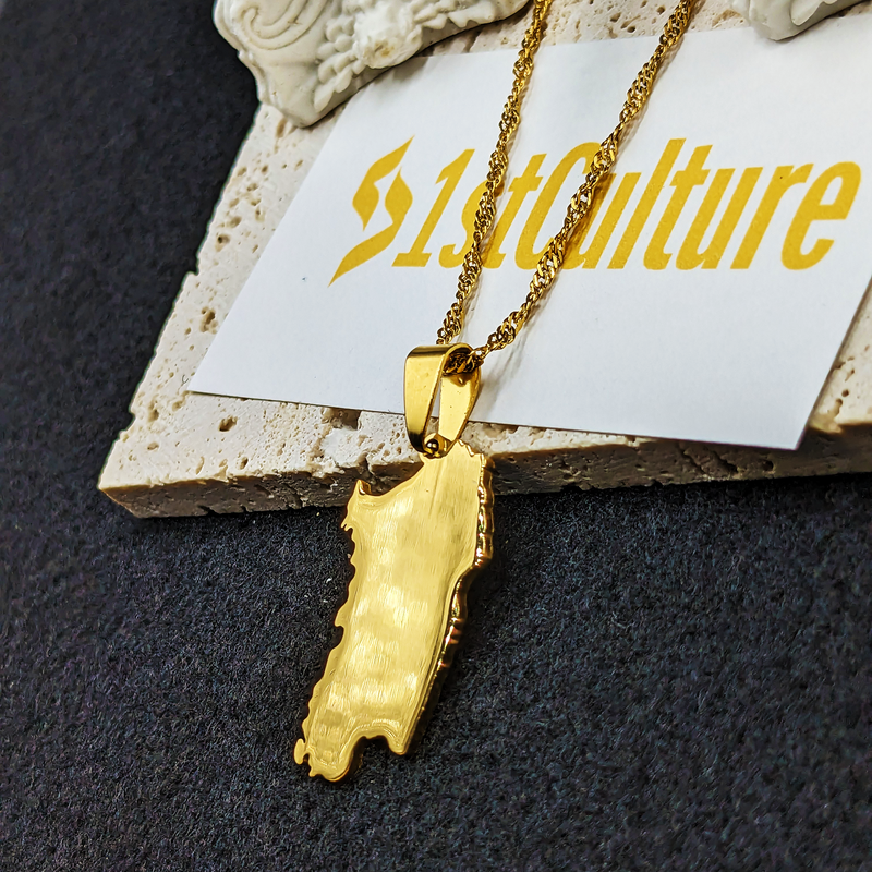 18k Gold Plated Sardinia Map Necklace