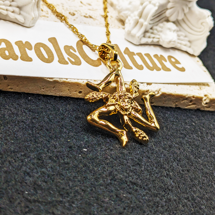 18K Gold Plated Sicily Necklace / Sicily Map / Sicily Necklace / Sicily Jewelry / Sicily Flag / Sicily Gift