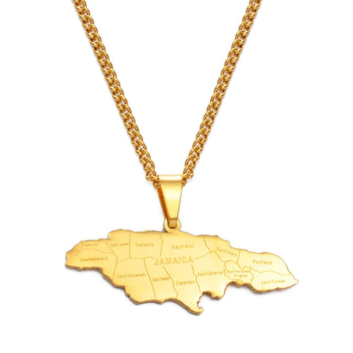 Jamaica Map Necklace - jamaica necklace - jamaica gold necklace - jamaica - jamaica jewelry - pandora charms jamaica