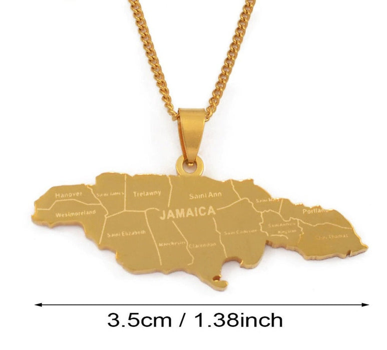 Jamaica Map Necklace - jamaica necklace - jamaica gold necklace - jamaica - jamaica jewelry - pandora charms jamaica