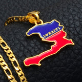 18K Gold Plated I Love Haiti Full Color Necklace - Haiti Necklace - Haiti Necklaces, Haiti Pendant - Haiti Jewelry - Haiti Charm