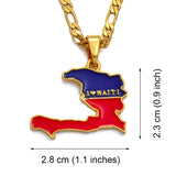 18K Gold Plated I Love Haiti Full Color Necklace - Haiti Necklace - Haiti Necklaces, Haiti Pendant - Haiti Jewelry - Haiti Charm